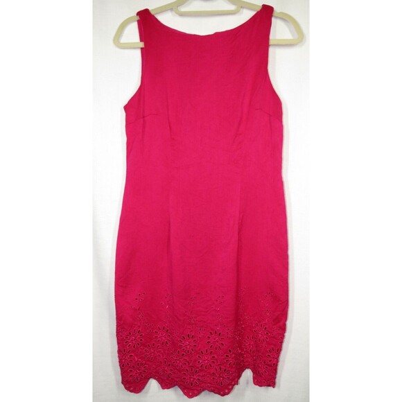 Vintage Miss Scarlett Fuchsia Floral Embroidered Cut Out Scalloped Dress Size 10 - Picture 5 of 13